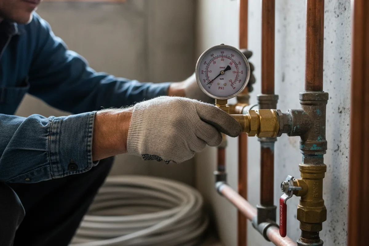 Pressure testing a repaired line during Water Line Repair in Huntly